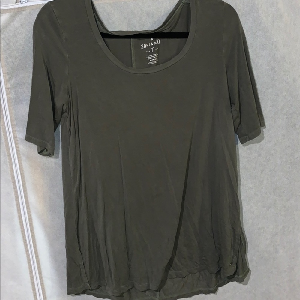 American Eagle Short Sleeve Olive Green T - Shirt